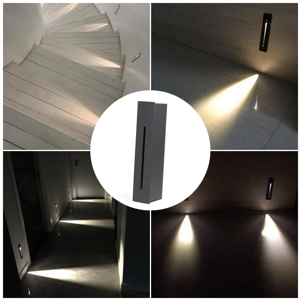 Recessed LED Wall Lamp For Home Stairs light Corridor Lamp AC85-265V Steps  Corner Lighting - AliExpress, image size:1000x1000