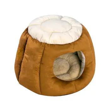 

Round Cat Bed - Cute and Comfortable Self Warming Plush Calming Cat Bed GXMA