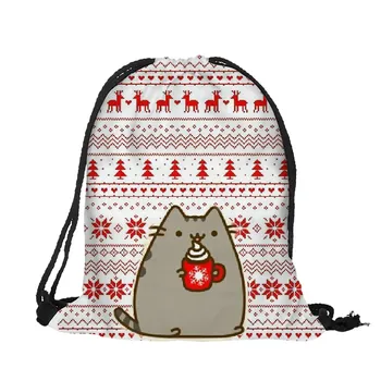 

Fashion Women's Christmas Gift Bag Casual Drawstring Bag Polyester Flower Print Backpack Storage Bag Outdoor Travel Backpack
