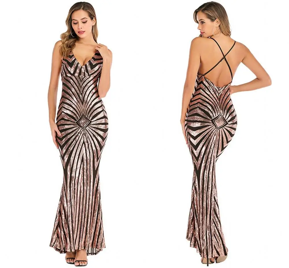 

Robe De Soiree Longue Cheap Black/White/Gold Mermaid Sexy Evening Dresses Sequined Sparkle Ankle Length Prom Party Gowns 2020