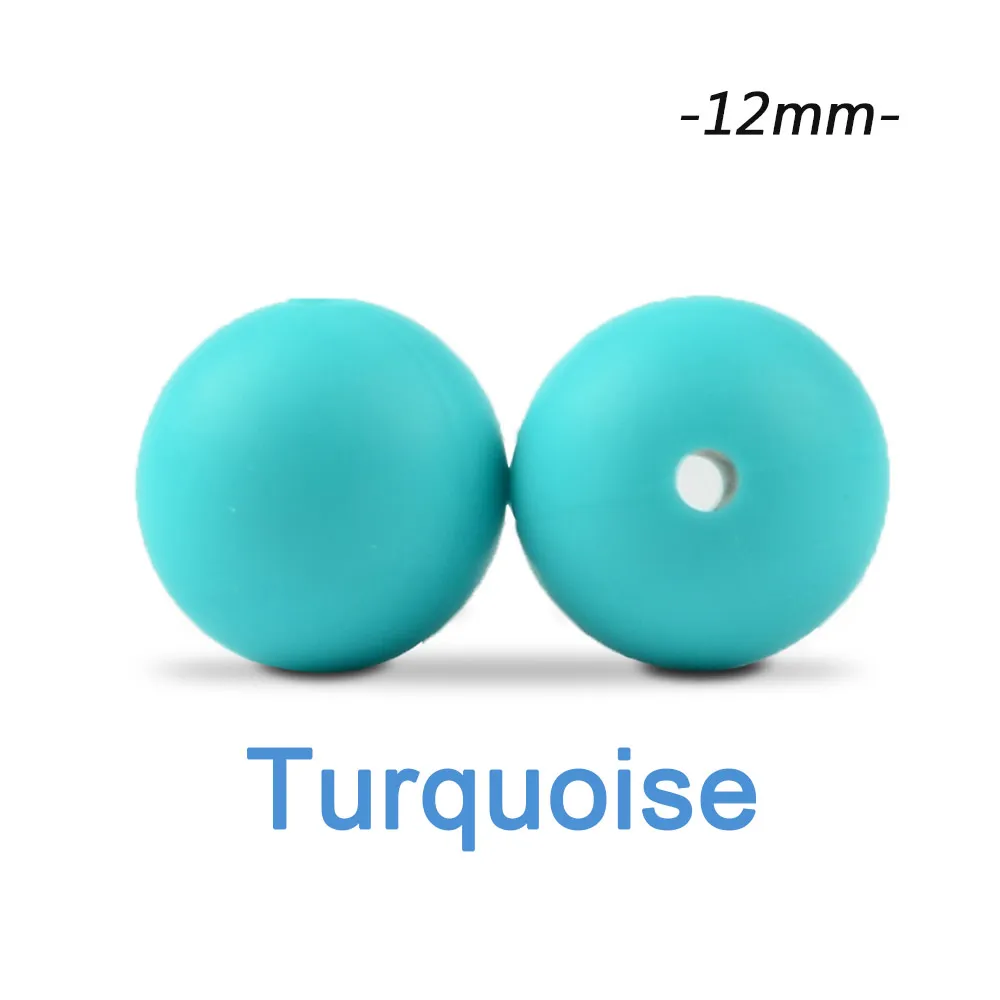 turquoise Силиконовые бусины LOFCA, 12 мм, 200 шт, детские силиконовые бусины для прорезывания зубов, Пищевая силиконовая детская соска, ожерелье, подвеска, изготовление продукта - Цвет: turquoise