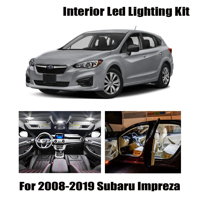 

8pcs White Car LED Bulbs Interior Map Dome Light Kit For 2008-2017 2018 2019 Subaru Impreza Trunk Cargo License Plate Lamp