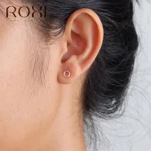 ROXI простые серьги из стерлингового серебра 925 пробы для женщин геометрические круглые маленькие кольца-серьги корейские ювелирные серьги с фианитом Umode d'oreille