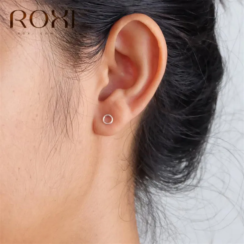 

ROXI Simple 925 Sterling Silver Earrings for Women Geometric Round Small Circle Earrings Korean Jewelry Brincos boucle d'oreille
