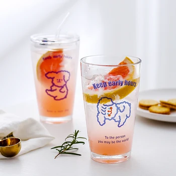 

Large Milk Cute Glass Bottle Round Hot Tea Juice Clear Drinking Thermal Water Bottle Bulk Unique Botella Agua Shot Glass BY60GB