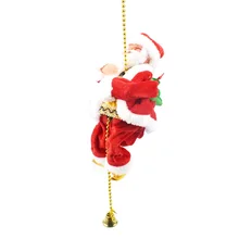 Electric Animated Climbing Santa Claus on Beads Chain Musical Moving Figure Christmas Ornament High Quality