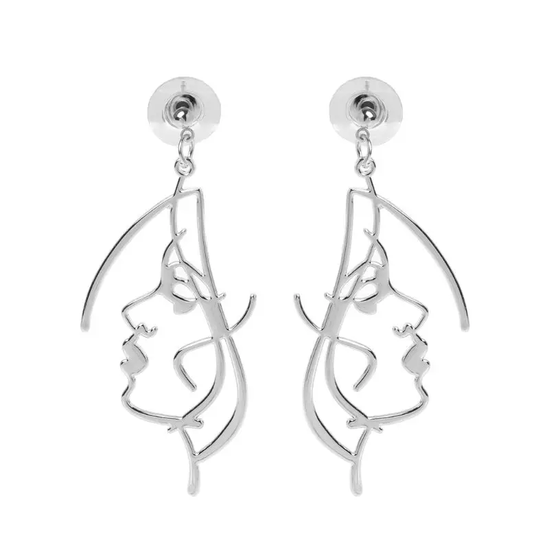 

Hollow Face Abstract Hand Shape Gold Statement Drop Earrings Fashion Jewelry