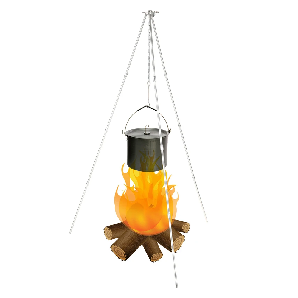 

Hot New Outdoor Cooking Tripod with Storage Bag Camping Tripod Picnic Cooking Rack Adjustable Camping Oven Tripod Campfire Cooki
