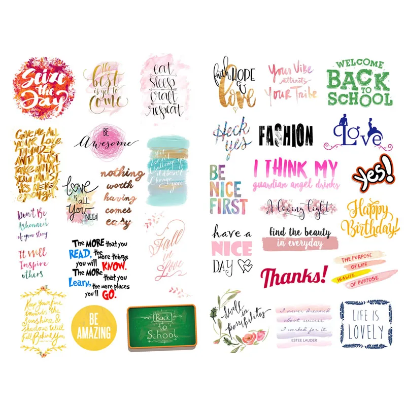 1 pcs watercolor text inspirational words aesthetic bullet journal