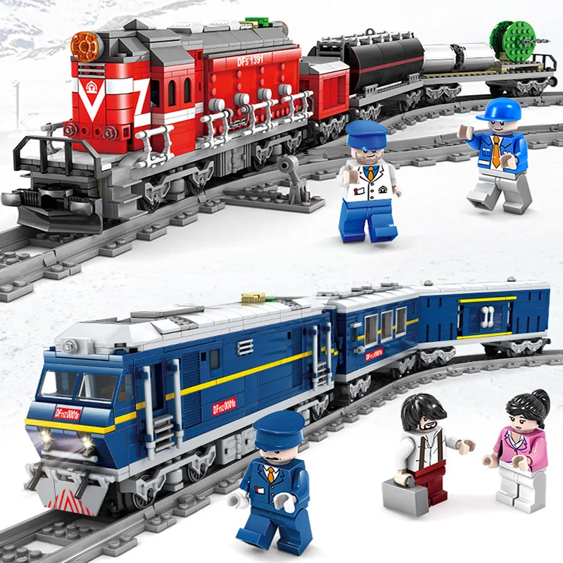 Rc Trains Block Electric Train Set Trains Railway Set Remote Control Train Toy Electric Railway Toys For Kid Building Blocks Toy