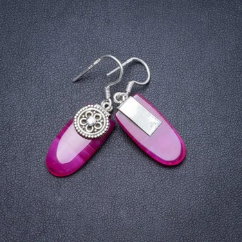 

Natural Botswana Agate Handmade Unique 925 Sterling Silver Earrings 1.5" Y2565