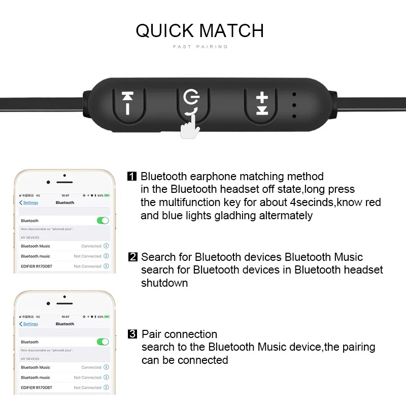 Bluetooth беспроводные наушники, музыкальные шейные спортивные наушники для бега, гарнитура с микрофоном, наушники для iPhone, samsung, Xiaomi Phone