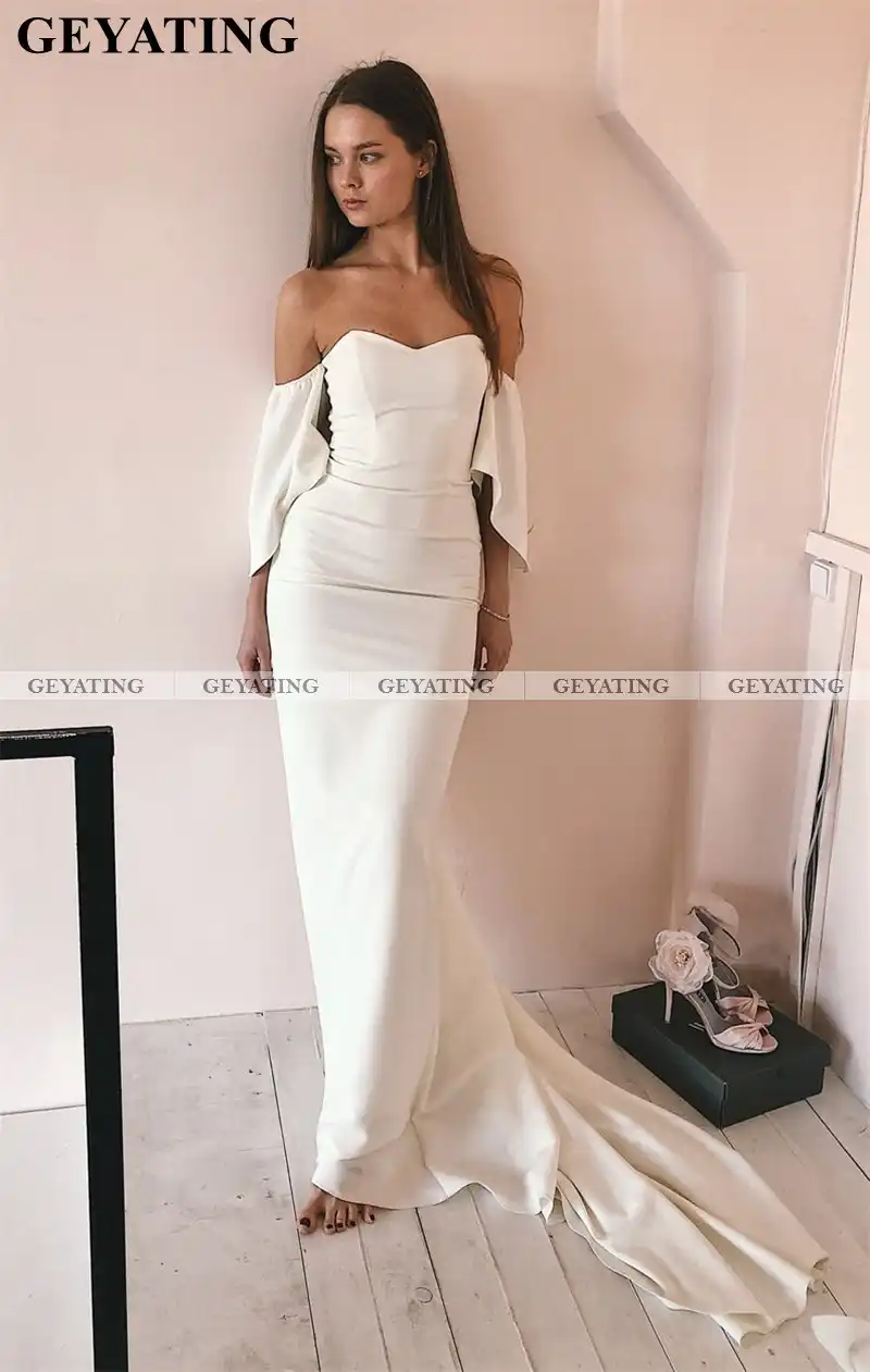 off white satin wedding dresses