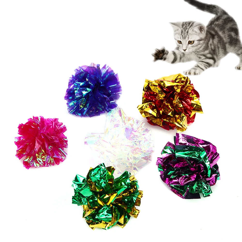 1 шт. кольцо для кошки бумажный шар мятая привлекательная кошка внимание кошка игрушка цветная бумажная игрушка для кошки в виде шара товары для домашних животных 4-5 см случайные цвета