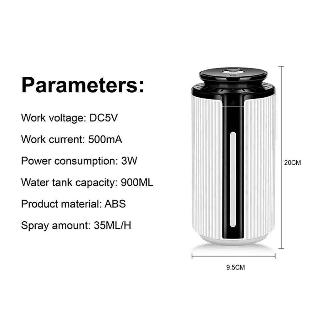 Aroma Diffuser Ultrasonic Humidifier Air Purifier Creative Portable Colorful Light 900ML Bedroom Home Decoration High-Capacity