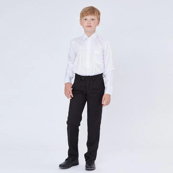 

Pants for a boy, straight with a fit at the waist, black, height 140 (34 / S)