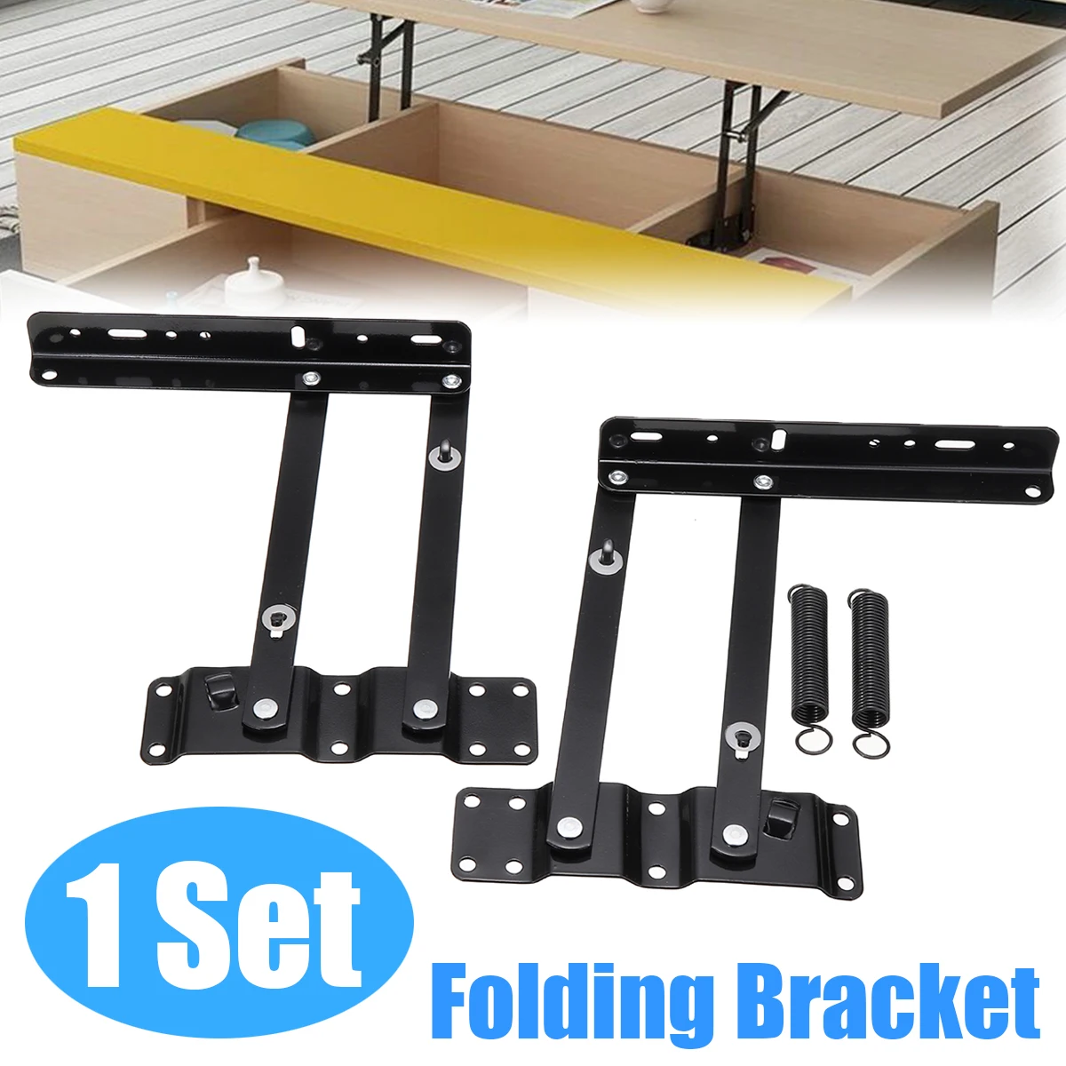 2pcs Folding Lifting Bracket Spring Tea Table Hinge Furniture Lift Up