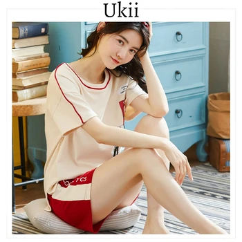 

Ukii Pajamas Set Women Cotton Summer Short Sleeve Cute Comfortable Pajamas Set For Women Summer Thin Cotton Shorts Verano
