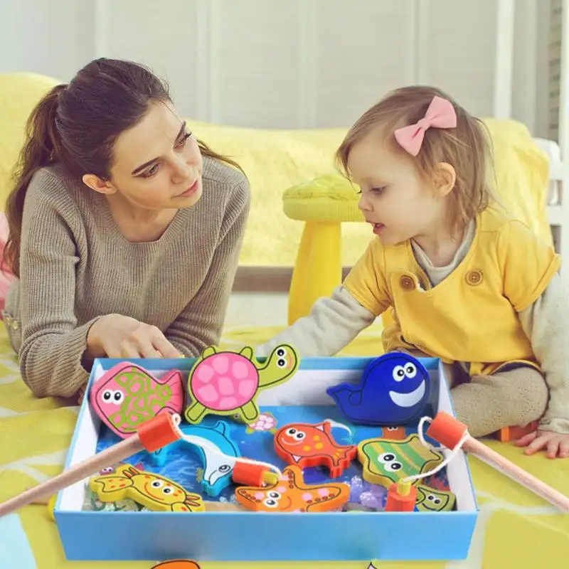 

Wooden Children Toys Set Develop Children's Interests Fashionable Wooden Magnetic Fishing Puzzle Game Non-Electric Gifts