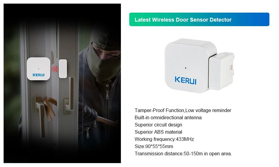 KERUI W20 GSM Wifi сигнализация 2,4 дюймов Сенсорная панель WiFi GSM охранная сигнализация приложение RFID мини подвижный PIR датчик сирена