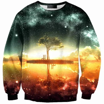 

CNUUIKOOEK Sweatshirts Men's 3D Star Pond Reflection Printed Hoodie Long Sleeve Pullover Popular Brand Men's Hoodies