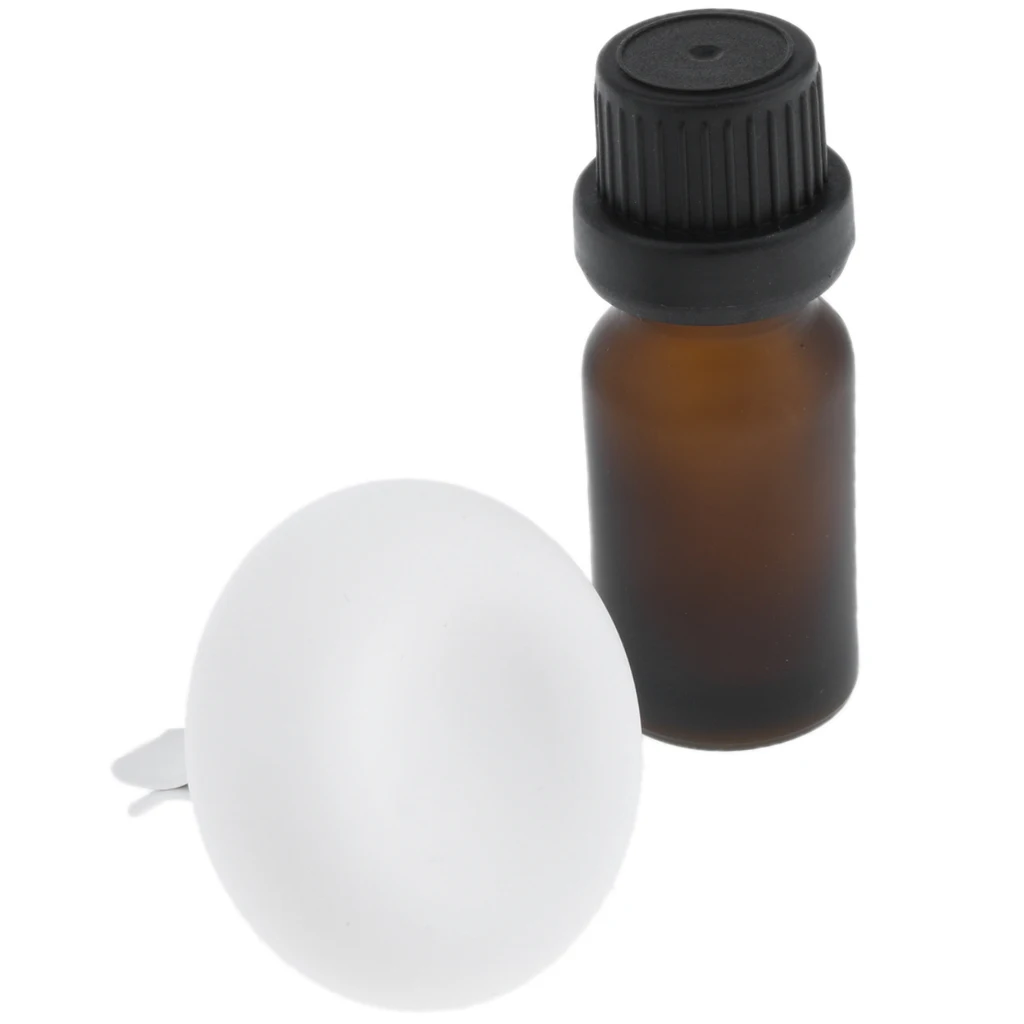 Mini Diatomite Earth Car Vehicle Essential Oils Diffuser Vent Clip + 10ml Glass Empty Bottle Vial Container Kit