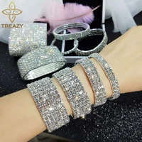 TREAZY 1-10 Rows Rhinestones Bridal Wedding Bangles Gold/Silver Color Crystal Stretch Bracelet Women Wristband Elastic Jewelry 1