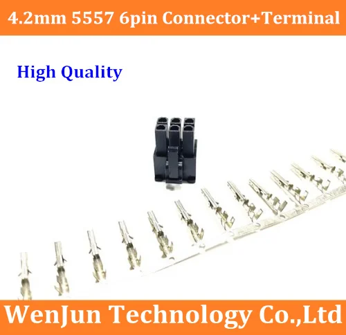 

1000PCS ATX/EPS PCI-E GPU 4.2mm 5557 6Pin 6 pin 2*3pin male connect set with 6000PCS 5559 female terminals crimp pin FREE EMS