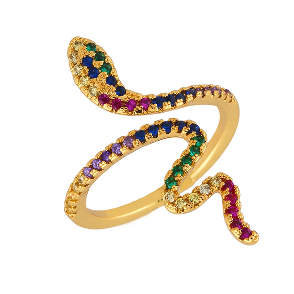 Кольца в виде змейки Модные кольца для животных для женщин шикарные Винтажные Ювелирные изделия Кольца для мужчин регулируемый размер - Цвет основного камня: Crystal