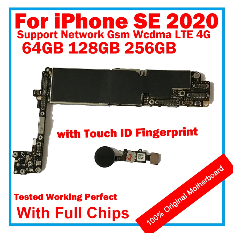 Free iCloud MB For iPhone SE 2020 Unlocked Motherboard 64gb Mainboard With System 256gb Logic Board 128gb Full Function Replace | Мобильные