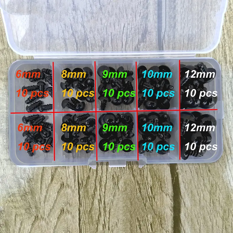 100pcs 8/10/12/14mm Plastic Safety Eyes For Toys Diy Mix Size Crochet Animal Eye For Doll toys amigurumi Accessories - Image 6