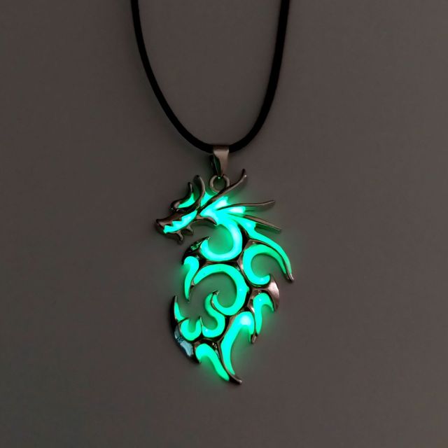 Glowing In The Dark Moon Dragon Pendant Necklace for Men Cool Beach Party Jewellry