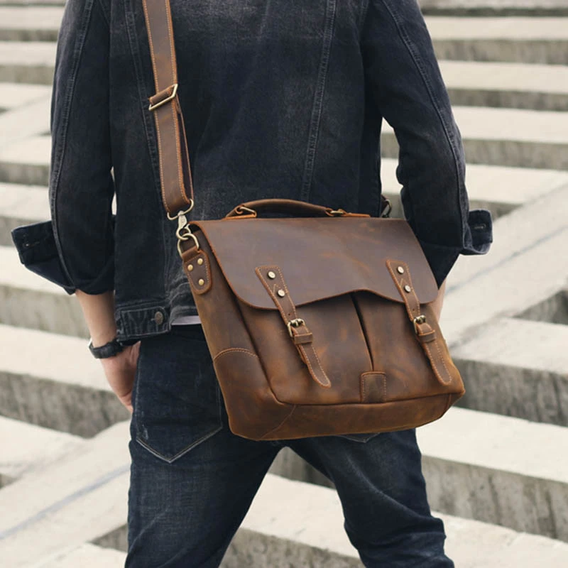 Luufan maletín de cuero genuino para hombre, de mano para documentos, archivo A4, piel de vaca suave, para ordenador de negocios| Carteras| - AliExpress