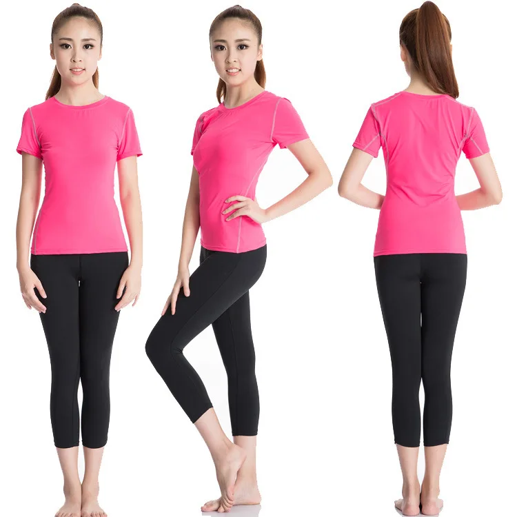 Fitness Women's Shirts Quick Drying T Shirt Elastic Yoga Sport Tights Gym Running Tops Short Sleeve Tees Blouses Jersey camisole