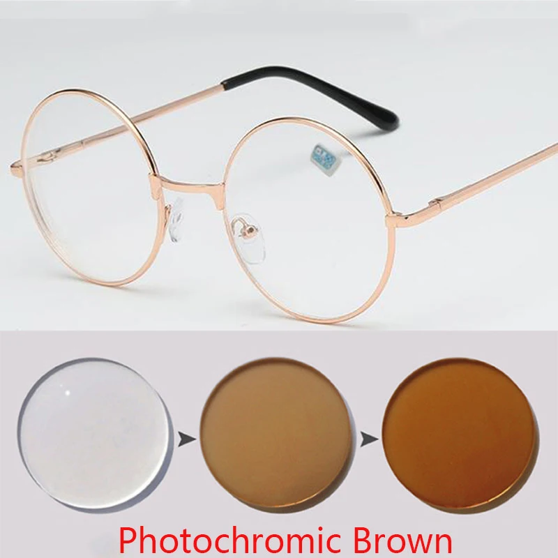 Round Glasses Woman Men Glasses Retro Myopia Optical Metal Frames 1.56 index lens Prescription Eyeglasses -1.0 -1.5 -2.0 to -6.0 6