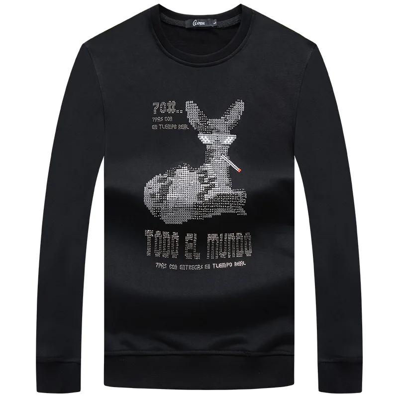 

Loose Autumn Printing Round Neck Thicken Men Plus Fat plus Size Coat Clothes Pullover Wei Yi Spuer Fat