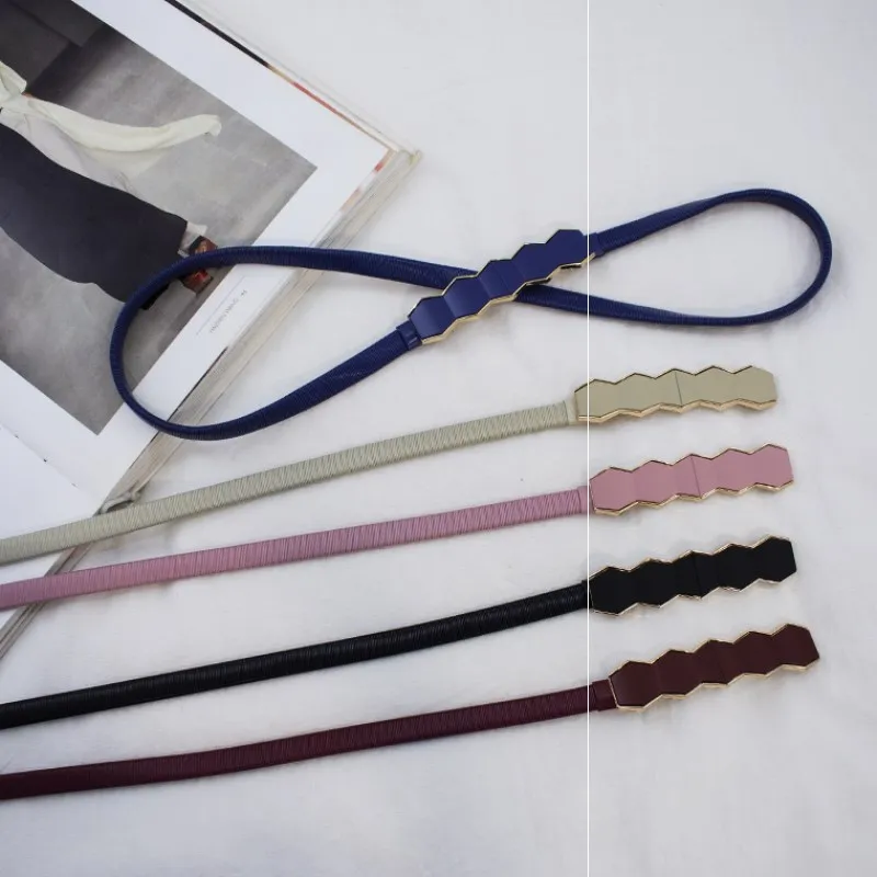 

New stretch black belt women's dress accessories fashion Europe and the United States metal thin waist chain with sweater coat