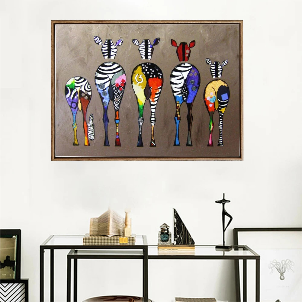 Hot Selling Home Decor Print oil painting on canvas Wall Art Decorations Canvas Colorful Abstract Giraffes Lovely Animals | Дом и сад