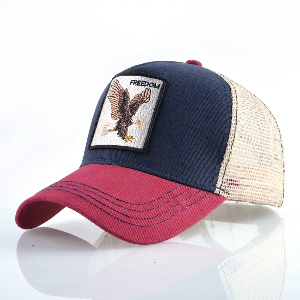 Модные бейсбольные кепки с вышивкой животных для мужчин и женщин, бейсболка в стиле хип-хоп, летние дышащие сетчатые солнцезащитные кепки, уличная одежда унисекс - Цвет: Red1 Eagle