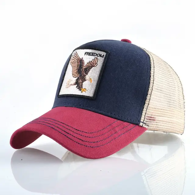Fashion Animals Embroidery Baseball Caps Men Women Snapback Hip Hop Hat Summer Breathable Mesh Sun Gorras Unisex Streetwear Bone Red1 Eagle