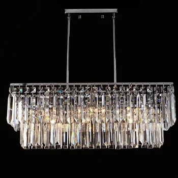 

Luxury rectangular K9 crystal chandelier LED glow pendant lamp living room bedroom E14 Chandeliers luminaire paragraph room