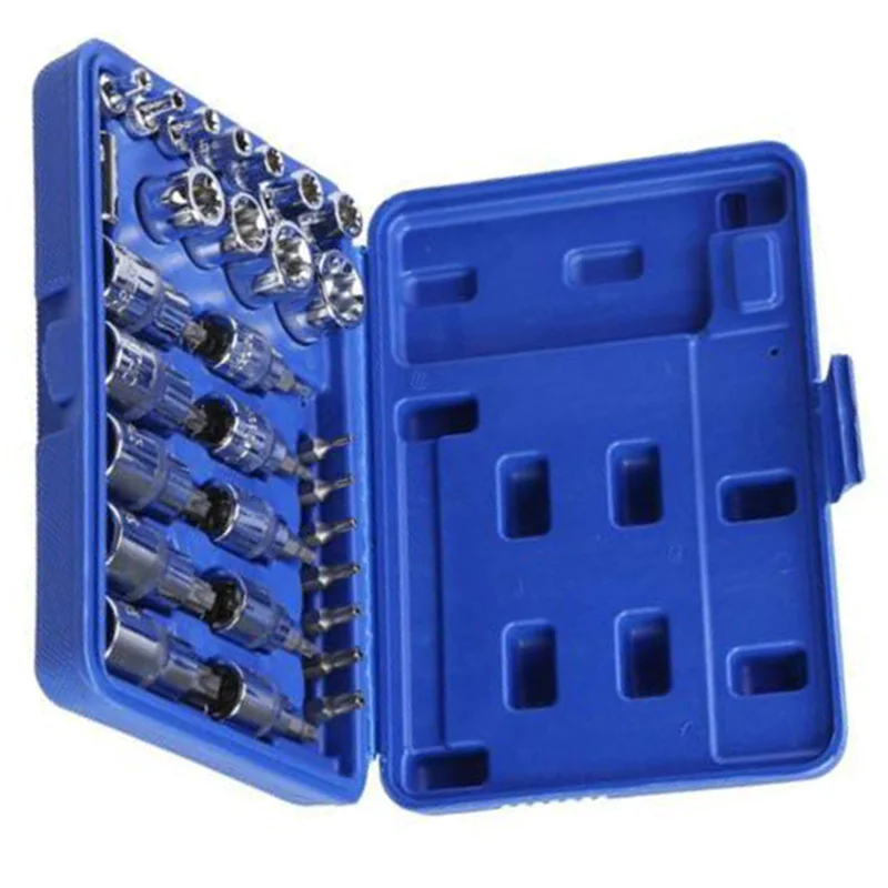 29 шт. Torx звезда Набор торцевых головок мужской женский Torxs Набор бит Кабели Адаптеры Розетки давление партия рукав