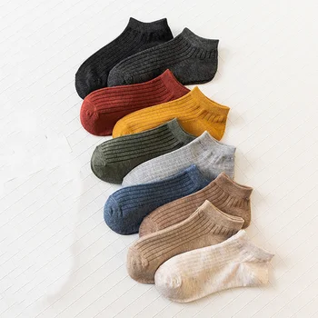 

10 Pairs Fashion Women's Cotton Socks New Spring Female Kawaii Animal embroidery Short Socks group Soft Solid Color Boat Socks