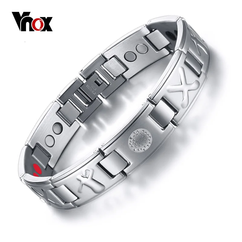 Vnox Men's Bio 4 Elements Energy Magnetic Bracelet Healing Stainless Steel Golf Bracelets Drop-Shipping Health Care Jewelry