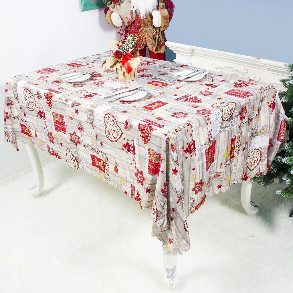 Рождественская мультяшная полиэфирная скатерть моющаяся 150*180 см Рождественская скатерть рождественские кухонные украшения для дома^ 40