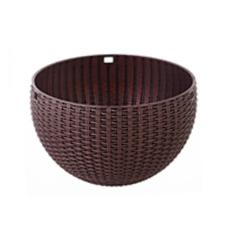 House Hanging Basket Rattan Plastic Flower Pot Round Garden Hanging Planter for Indoor Outdoor DIN889 - Цвет: Coffee