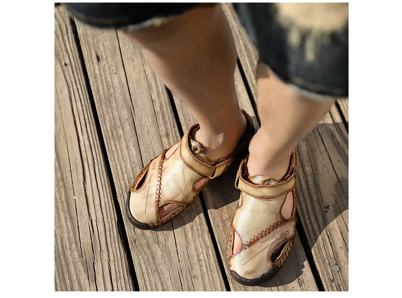 Летние сандалии; Мужские Кожаные Классические римские сандалии; коллекция года; шлепанцы; уличные кроссовки; пляжные резиновые Вьетнамки; мужские прогулочные сандалии