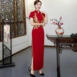 Плюс размер 5XL заказной cheongsam высокого класса костюмы Длинные элегантные с коротким рукавом среднего возраста женщины мать улучшенное