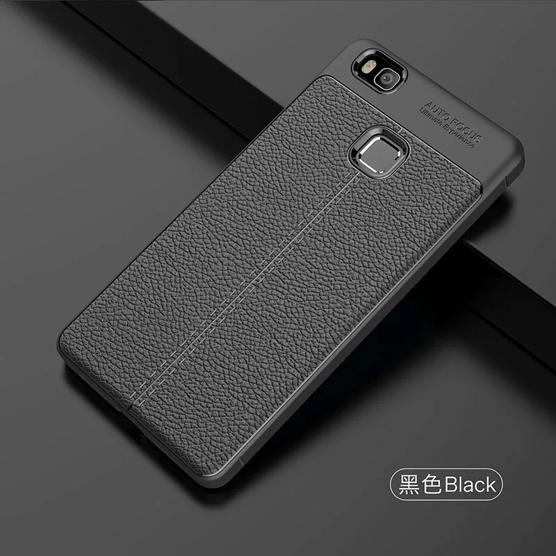 Black Для huawei P9 lite2016 P9 Plus mate 9 чехол силиконовый ударопрочный чехол Роскошный ТПУ кожаный чехол с узором Личи мягкий чехол - Цвет: Black