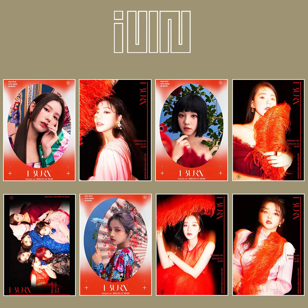 KPOP Gidle (G)I-DLE SOOJIN SHUHUA MIYEON MINNIE YUQ SOYEON Mini Series 4 I burn peripheral Photo self adhesive pictorial Poster | Украшения